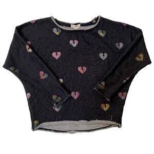 Appaman Kids Girls Dark Wash Heart‎ Print Long Sleeve Pullover Sweater Size 8